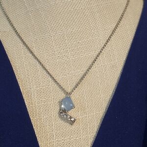 Blue Chaledony and Rhinestone Necklace